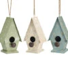 Distressed Cottage Birdhouses Set/3 -The Birdhouse Chick Cottage Birdhouse in 3 colors