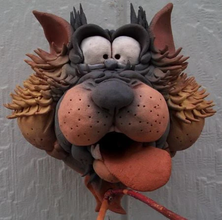 Zany Cat-7 Expressive Ceramic Birdhouse - Handcrafted Weather-Proof Feline Garden Art 3 Zany Cat-7 Expressive Ceramic Birdhouse - Handcrafted Weather-Proof Feline Garden Art