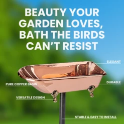 Copper Wing Birdbath 8 Copper Wing Birdbath -The Birdhouse Chick Decorative Copper Birdbath with Aged Patina and Stable Steel Pole