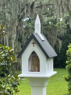 Church Steeple Birdfeeder - Decorative White Chapel For Birds