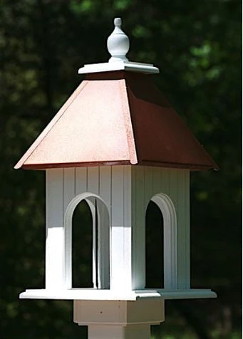 Dogwood White Vinyl Bird Feeder - Gazebo Style with Galvanized Aluminum Roof 3 Dogwood White Vinyl Bird Feeder - Gazebo Style with Galvanized Aluminum Roof