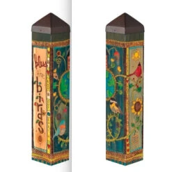20-Inch Decorative Vinyl Art Poles – Colorful 4-Sided Garden Landscape Posts -The Birdhouse Chick Earths Music Art Pole