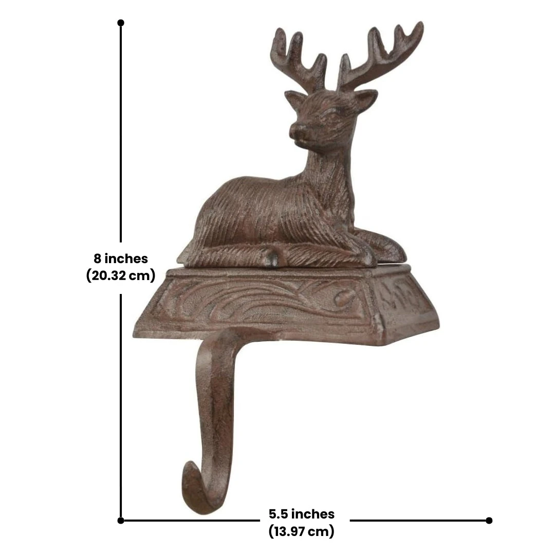 Esschert Design Cast Iron Standing Deer Stocking Hanger โ Rustic Brown Weighted Mantle Decor 5 Esschert Design Cast Iron Standing Deer Stocking Hanger โ Rustic Brown Weighted Mantle Decor - Image 3
