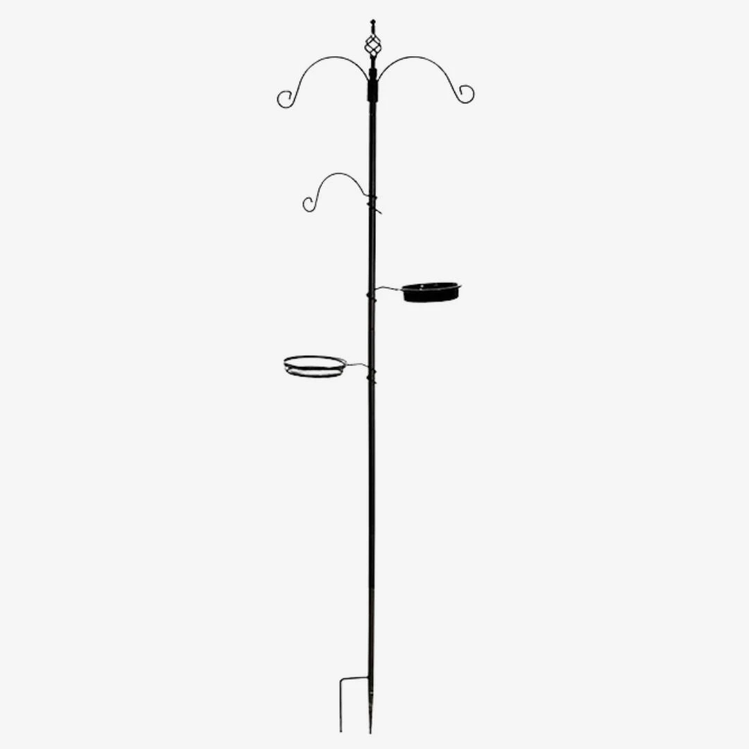 Essex 6'7" Black Bird Feeding Station Kit - Multi-Hook Garden Pole with Bird Bath and Mesh Tray 3 Essex 6'7" Black Bird Feeding Station Kit - Multi-Hook Garden Pole with Bird Bath and Mesh Tray