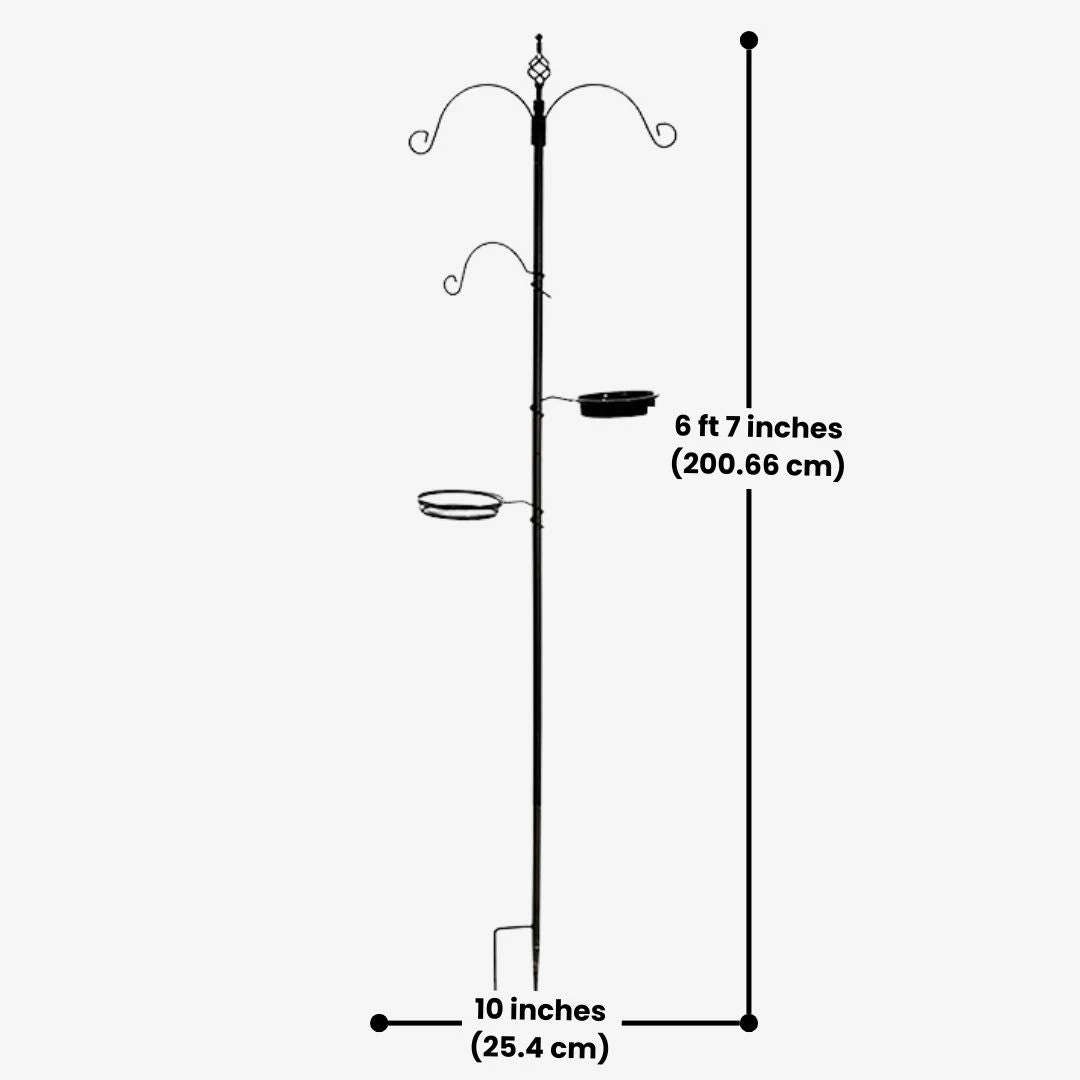 Essex 6'7" Black Bird Feeding Station Kit - Multi-Hook Garden Pole with Bird Bath and Mesh Tray 5 Essex 6'7" Black Bird Feeding Station Kit - Multi-Hook Garden Pole with Bird Bath and Mesh Tray - Image 3