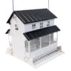 White Farmhouse Style Squirrel-Resistant Bird Feeder – 10.5 Quart Weight-Sensitive Double-Sided Feeder -The Birdhouse Chick Farmhouse Inspired Squirrel Resistant Bird Feeder Keep Squirrels Away While Attracting Birds