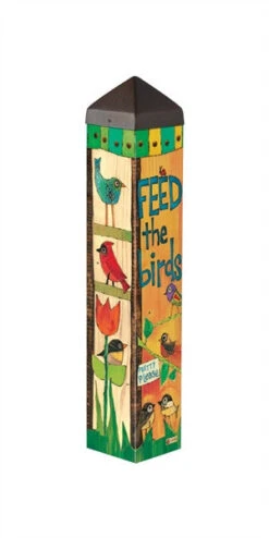 20-Inch Decorative Vinyl Art Poles – Colorful 4-Sided Garden Landscape Posts -The Birdhouse Chick Feed the bird art pole