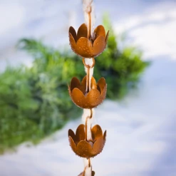 Floral Flow Rain Chain – Browned Copper