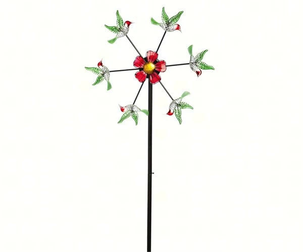 Hummingbirds Solar Kinetic Garden Spinner 4 Hummingbirds Solar Kinetic Garden Spinner - Image 2