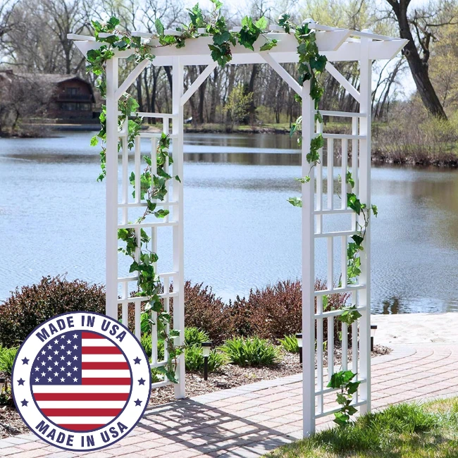 Geometric VineVista White Vinyl Arbor β Modern Geometric Side Panels Garden Entrance 6 Geometric VineVista White Vinyl Arbor β Modern Geometric Side Panels Garden Entrance - Image 4