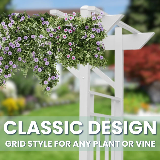 Geometric VineVista White Vinyl Arbor β Modern Geometric Side Panels Garden Entrance 5 Geometric VineVista White Vinyl Arbor β Modern Geometric Side Panels Garden Entrance - Image 3