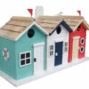 Brighton Beach Triple Birdhouse – Coastal Nautical White & Blue Multi-Family Nesting Box -The Birdhouse Chick HB HBD 2000S