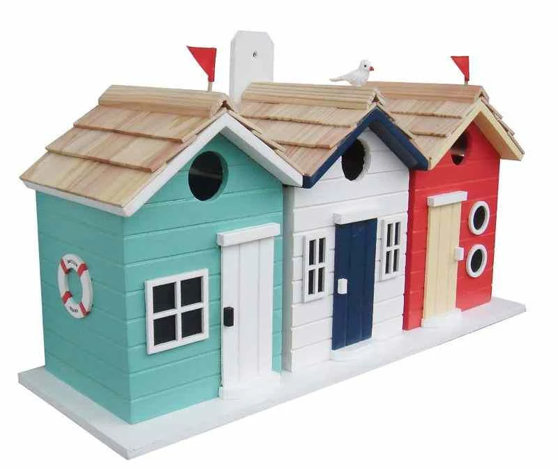 Brighton Beach Triple Birdhouse – Coastal Nautical White & Blue Multi-Family Nesting Box 3 Brighton Beach Triple Birdhouse – Coastal Nautical White & Blue Multi-Family Nesting Box