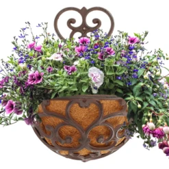 Half-Round Cast Iron Garden Wall Planter