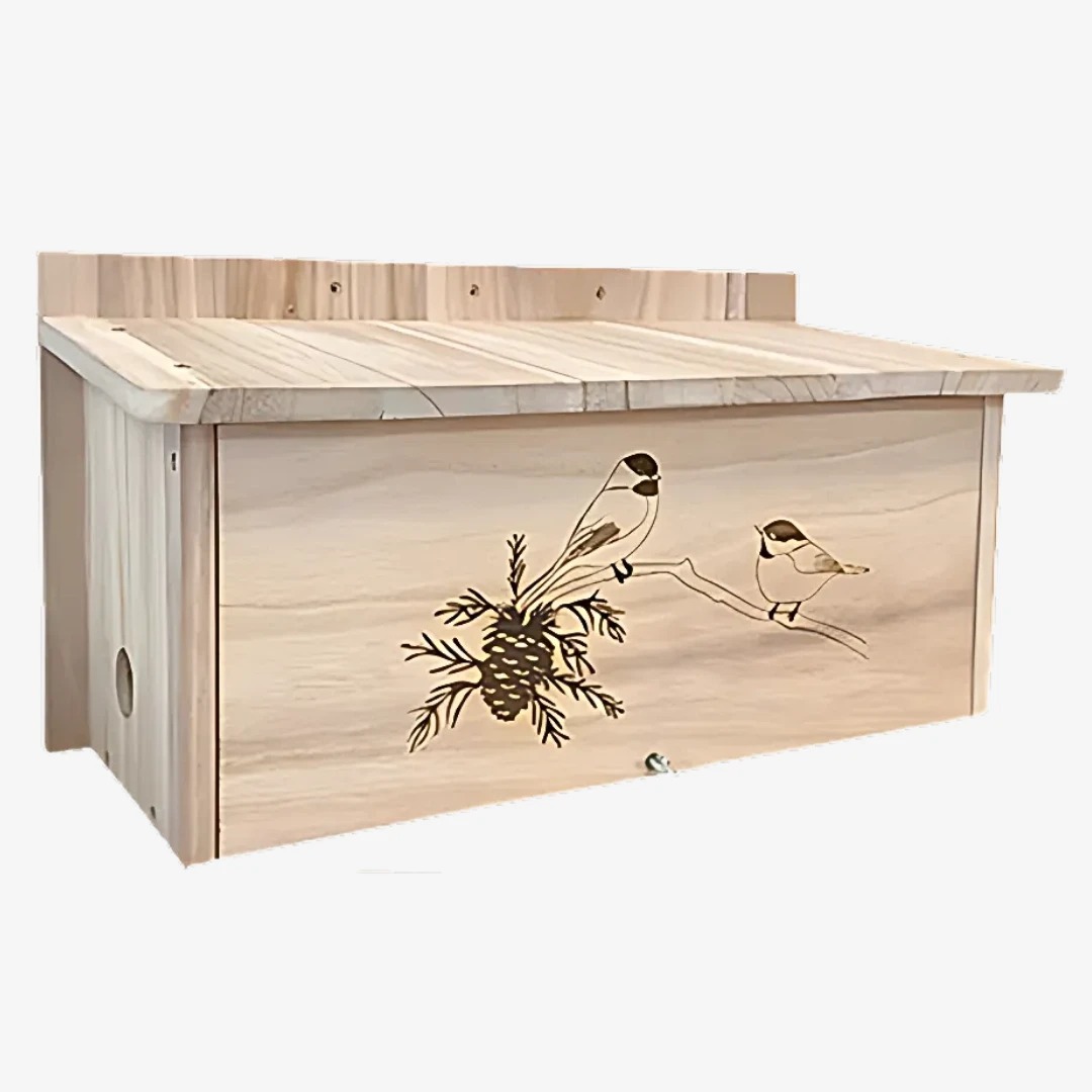 Prime Retreat Horizontal Winter Bird Roost – Natural Wood Twin Entry Outdoor Nesting Box 5 Prime Retreat Horizontal Winter Bird Roost – Natural Wood Twin Entry Outdoor Nesting Box - Image 3