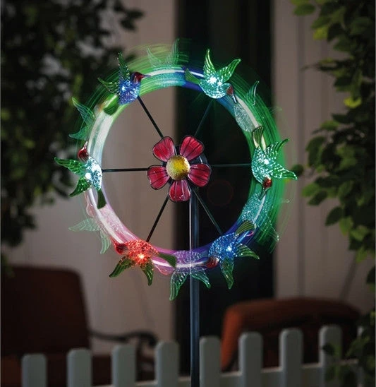 Hummingbirds Solar Kinetic Garden Spinner 3 Hummingbirds Solar Kinetic Garden Spinner