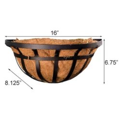 Ironwork Deck Railing Garden Planter – Black Metal Wall Mount Flower Box with Coco Liners (Set of 2) -The Birdhouse Chick Ironwork Deck Railing Planter Dimensions