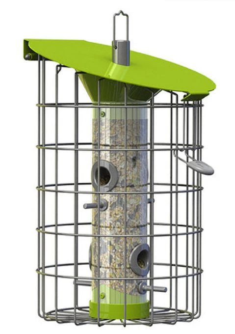 Nuttery Tall Squirrel-Proof Seed Feeder - Steel Caged Bird Feeder