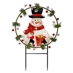 Land & Sea Metal Snowman Yard Art - 32" Holiday Stake Decor