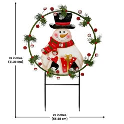 Land & Sea Metal Snowman Yard Art - 32" Holiday Stake Decor -The Birdhouse Chick Land Sea Metal Snowman Yard Art 32 Holiday Stake Decor 3