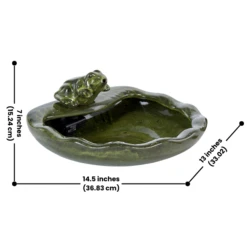 Whimsical Green Ceramic Frog Solar-Powered Cascading Fountain – Outdoor Garden & Patio Decor -The Birdhouse Chick Little Green Frog Ceramic Solar Fountain Dimensions