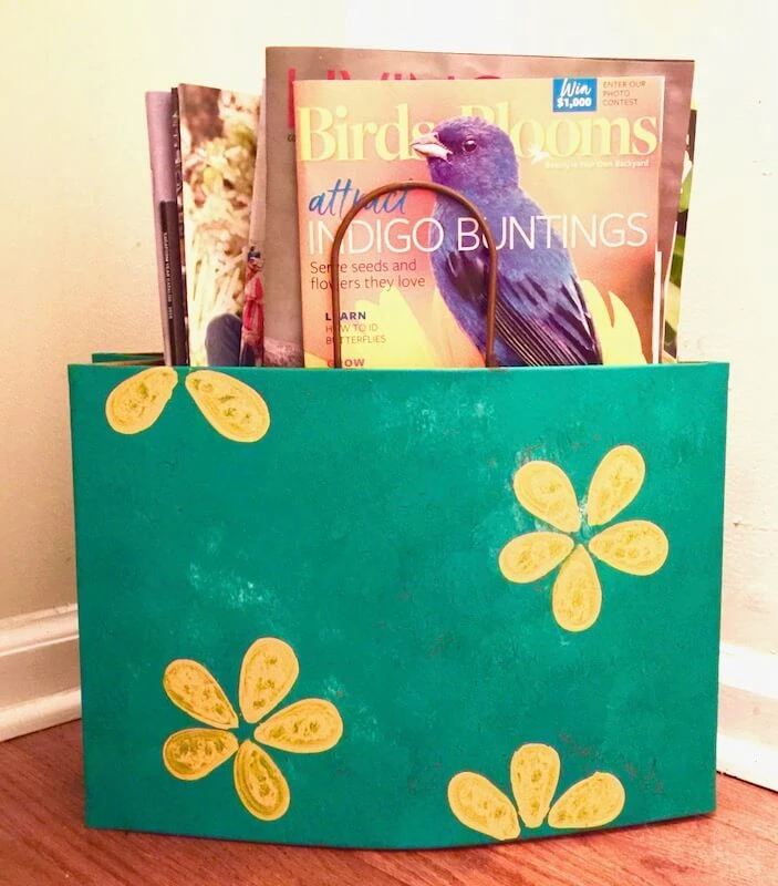 Teal Floral Large Metal Tote Wall Planter – Hand-Painted Recycled Metal Rustic Home Decor 5 Teal Floral Large Metal Tote Wall Planter – Hand-Painted Recycled Metal Rustic Home Decor - Image 3