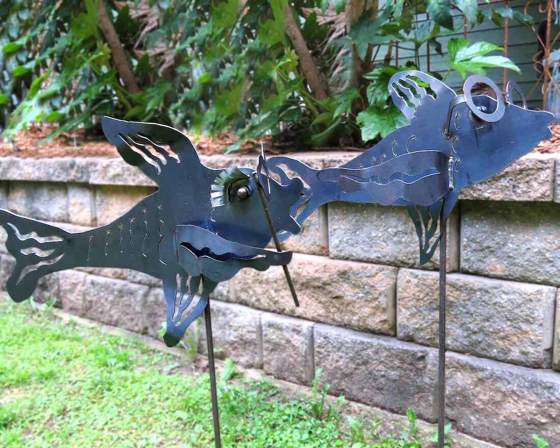 Large Fish Garden Stakes 3 Large Fish Garden Stakes