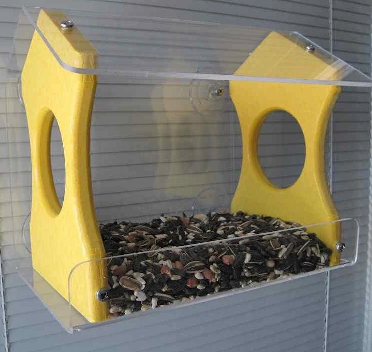 Recycled Poly-Lumber Window Bird Feeder - Heavy Duty Suction Cup Mount in 3 Colors 3 Recycled Poly-Lumber Window Bird Feeder - Heavy Duty Suction Cup Mount in 3 Colors