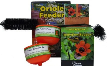 Complete Oriole Bird Feeder Starter Bundle - Deluxe 52 oz Feeder, Jelly Jam Jar Feeder, Ant Moats & Cleaning Kit 3 Complete Oriole Bird Feeder Starter Bundle - Deluxe 52 oz Feeder, Jelly Jam Jar Feeder, Ant Moats & Cleaning Kit