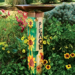 Peace Pedestal Bird Bath- Retired Design 7 Peace Pedestal Bird Bath- Retired Design -The Birdhouse Chick Peace Bird Bath in garden