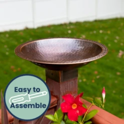 Perch & Ponder Copper Birdbath -The Birdhouse Chick Perch Ponder Copper Birdbath Easy Assembly
