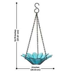 Flower Power Teal Glass Birdfeeder 13 Flower Power Teal Glass Birdfeeder -The Birdhouse Chick Product Dimensions of Flower Power Teal Glass Birdfeeder
