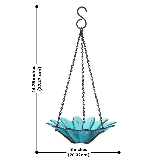 Flower Power Teal Glass Birdfeeder 8 Flower Power Teal Glass Birdfeeder - Image 6