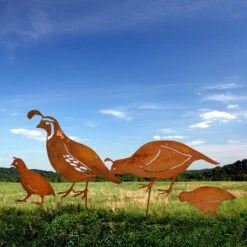 Quail Family Garden Stakes -The Birdhouse Chick Quail Family Garden Stakes