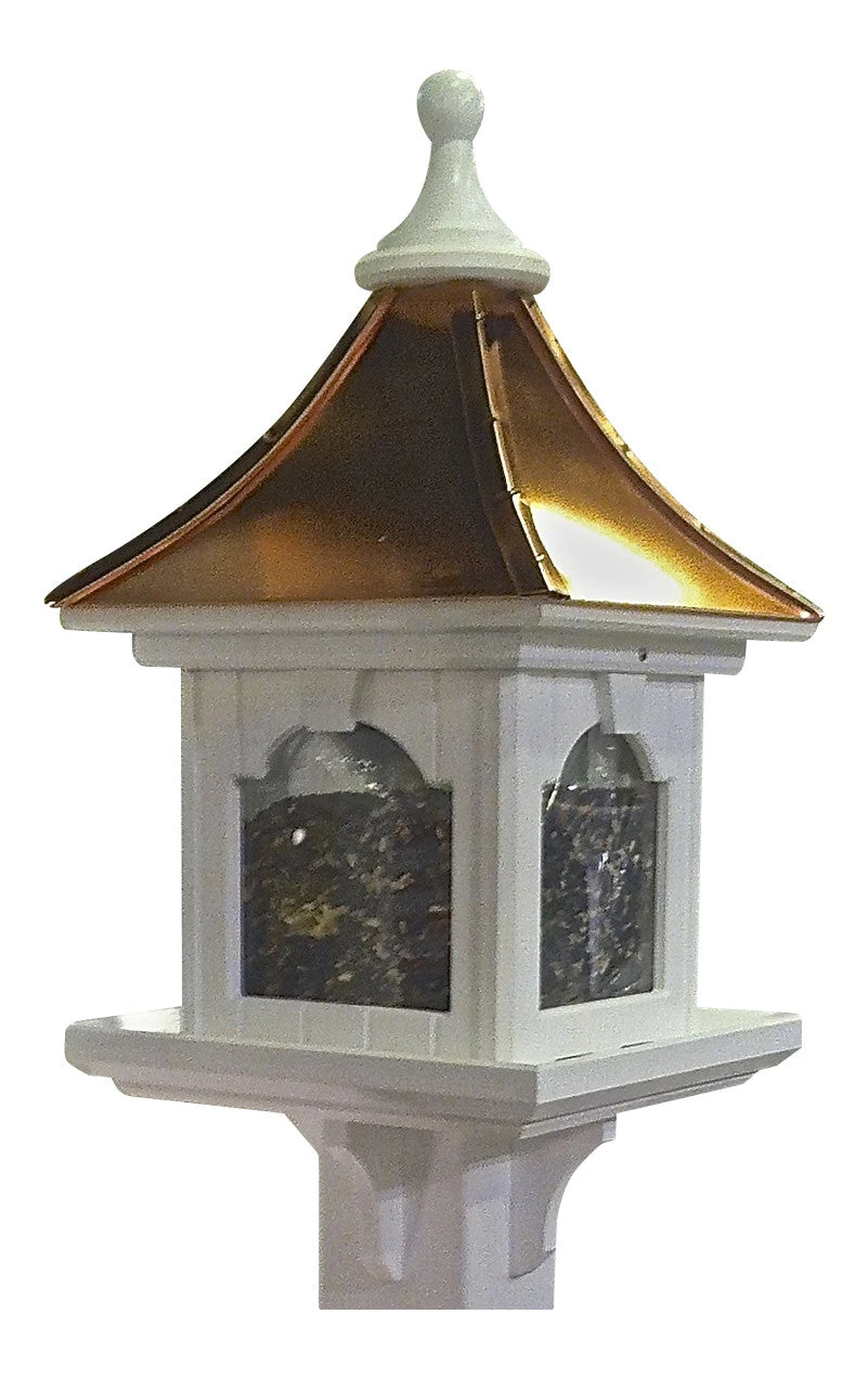 Copper Roof Bird Feeder Large Capacity With Post Mount 3 Copper Roof Bird Feeder Large Capacity With Post Mount