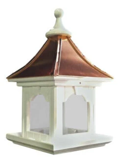 Large Capacity Hanging Copper Roof Bird Feeder – White Vinyl Hopper with Lacquered Copper Top -The Birdhouse Chick RWLCH S12 55f6ebad a3ee 41b5 8b0c 4daa06095582