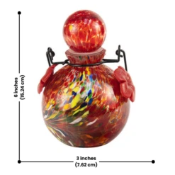 Solar Hummingbird Feeder - 16oz -The Birdhouse Chick Red Hummingbird Feeder with Dimensions