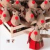 12-Piece Fabric Reindeer Holiday Ornament Set in Wood Crate - Festive Felt Tree Decor