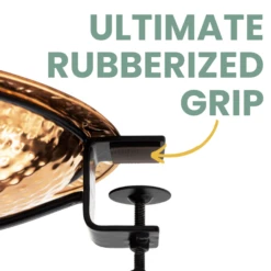 Copper Glow Hammered Pure Copper Solar Birdbath – Adjustable Deck Mount with Fountain Pump Kit -The Birdhouse Chick Rubberized Grip for Stability