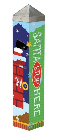 Holiday Garden Art Pole 20-inch – Festive "We Believe" & "Santa Stops Here" Outdoor Decor -The Birdhouse Chick Santa Stops Here Art Pole