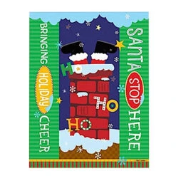 Holiday Garden Art Pole 20-inch – Festive "We Believe" & "Santa Stops Here" Outdoor Decor -The Birdhouse Chick Santa Stops Here Art Pole Detail