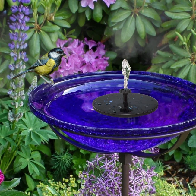Cobalt Glass Staked Birdbath - Solar 9 Cobalt Glass Staked Birdbath - Solar - Image 7