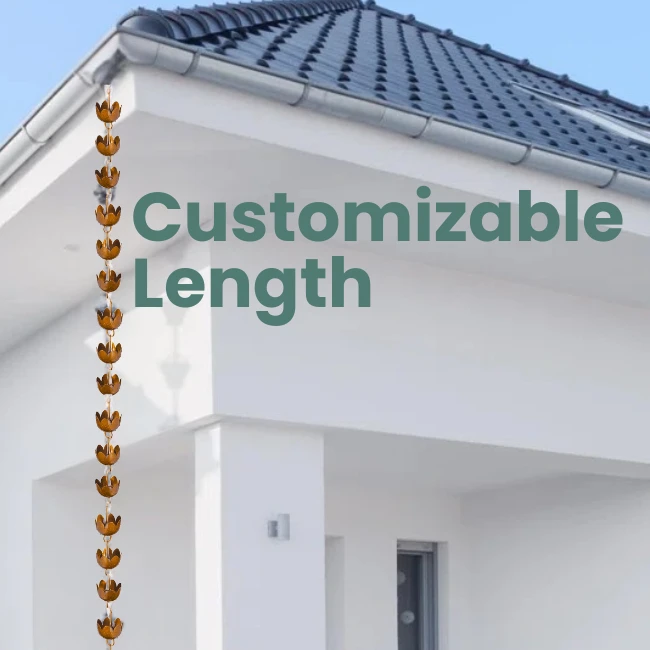 Floral Flow Rain Chain – Browned Copper 8 Floral Flow Rain Chain – Browned Copper - Image 6