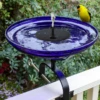 Solar Deck Mount Glass Birdbath -The Birdhouse Chick Solar Deck Mount Glass Birdbath with Yellow Finch