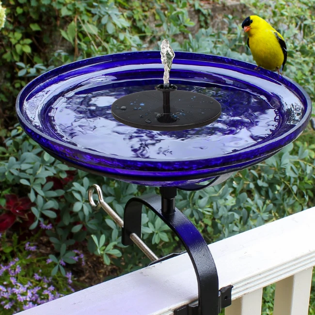 Solar Deck Mount Glass Birdbath 3 Solar Deck Mount Glass Birdbath