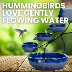 Hummingbird Haven 4-Tier Ceramic Solar Cascading Water Fountain - Rustic Garden Decor 13 Hummingbird Haven 4-Tier Ceramic Solar Cascading Water Fountain - Rustic Garden Decor -The Birdhouse Chick Solar Fountain Hummingbird Haven