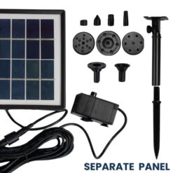 Rustic Sandy Granite Bird Bath -The Birdhouse Chick Solar Fountain Kit with 3 Nozzle Spray Patterns