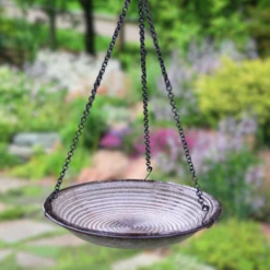 Rustic Sandy Granite Bird Bath -The Birdhouse Chick Solar Hanging Birdbath 1