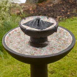 Solar Pebble Stream Fountain - Birds Love It 11 Solar Pebble Stream Fountain - Birds Love It -The Birdhouse Chick Solar Pebble Stream Fountain Close up of Water Flowing with Solar Power