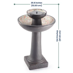 Solar Pebble Stream Fountain - Birds Love It 13 Solar Pebble Stream Fountain - Birds Love It -The Birdhouse Chick Solar Pebble Stream Fountain Dimensions 20.8 Diameter x 34.5 Height